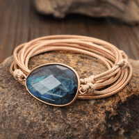 Labradorite Wrap Bracelet - Lunaria-Light Brown-State of Style