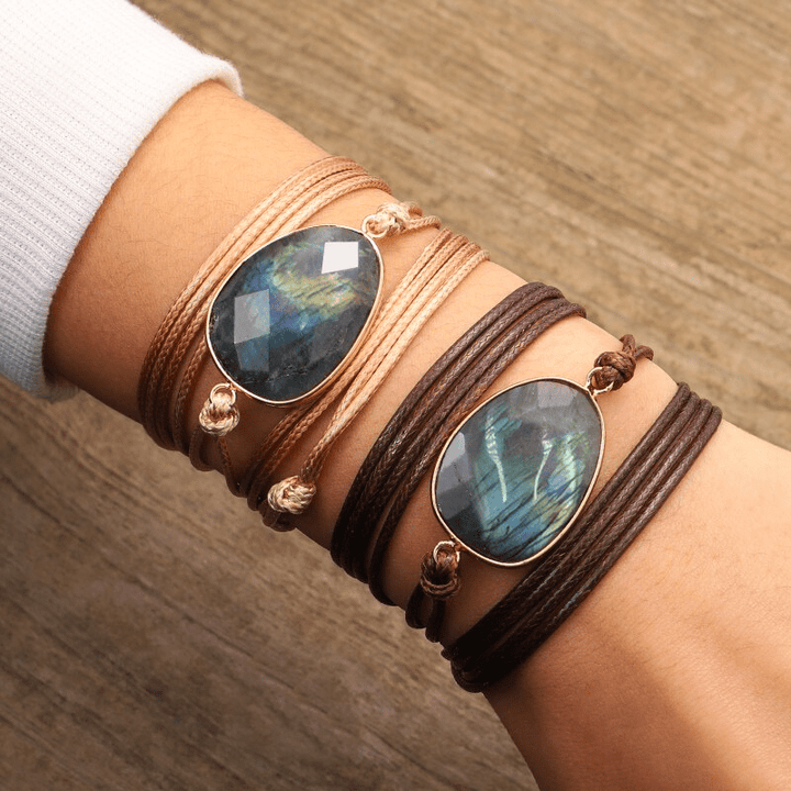 Labradorite Wrap Bracelet - Lunaria-Light Brown-State of Style