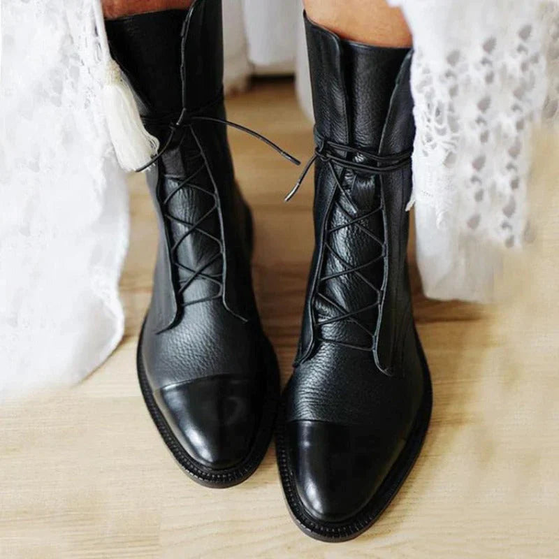 Ladies' Ankle Boots Made of Leather – Mirelle-Black-4.5-State of Style