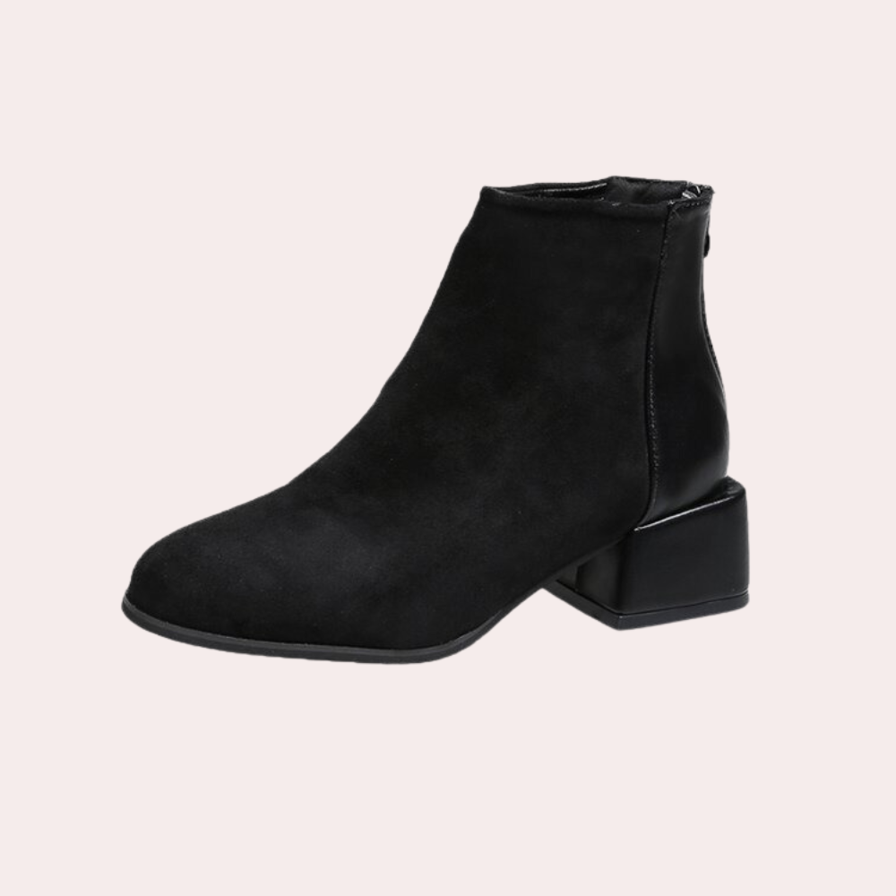 Ladies' Ankle Boots with Block Heel - Lira-Black-4-State of Style