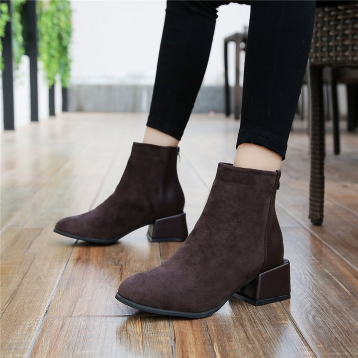 Ladies' Ankle Boots with Block Heel - Lira-Coffee-4-State of Style