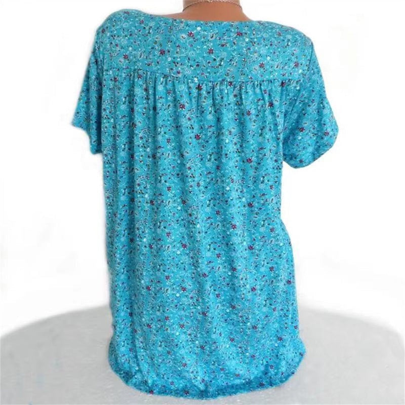 Ladies Boho Summer Blouse with Floral Print - Celeste-Beige-S-State of Style