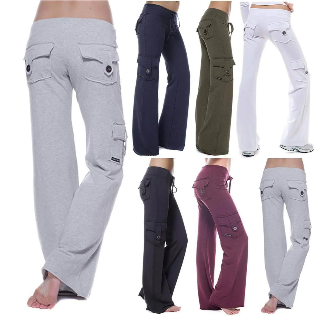 Ladies Bootcut Cargo Pants with Pockets – Isabella-Green-XS-State of Style
