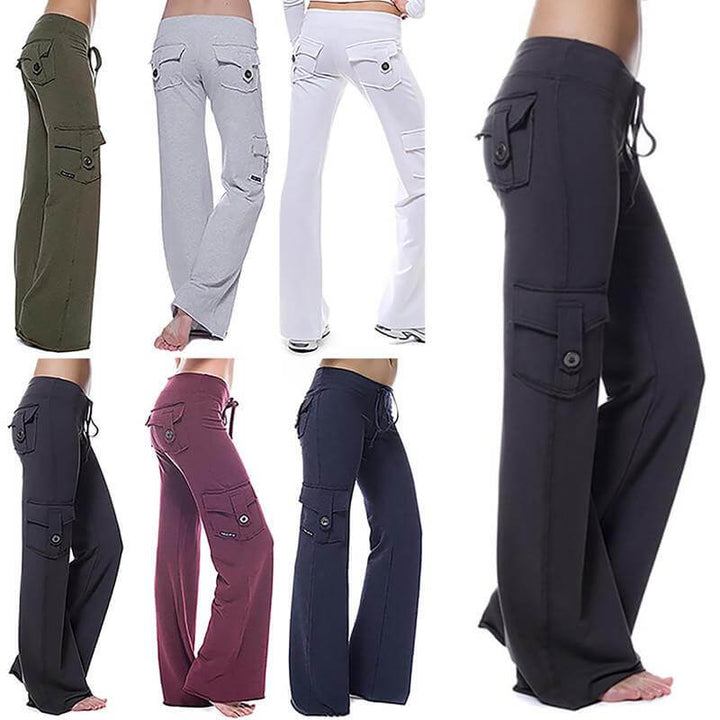 Ladies Bootcut Cargo Pants with Pockets – Isabella-Green-XS-State of Style