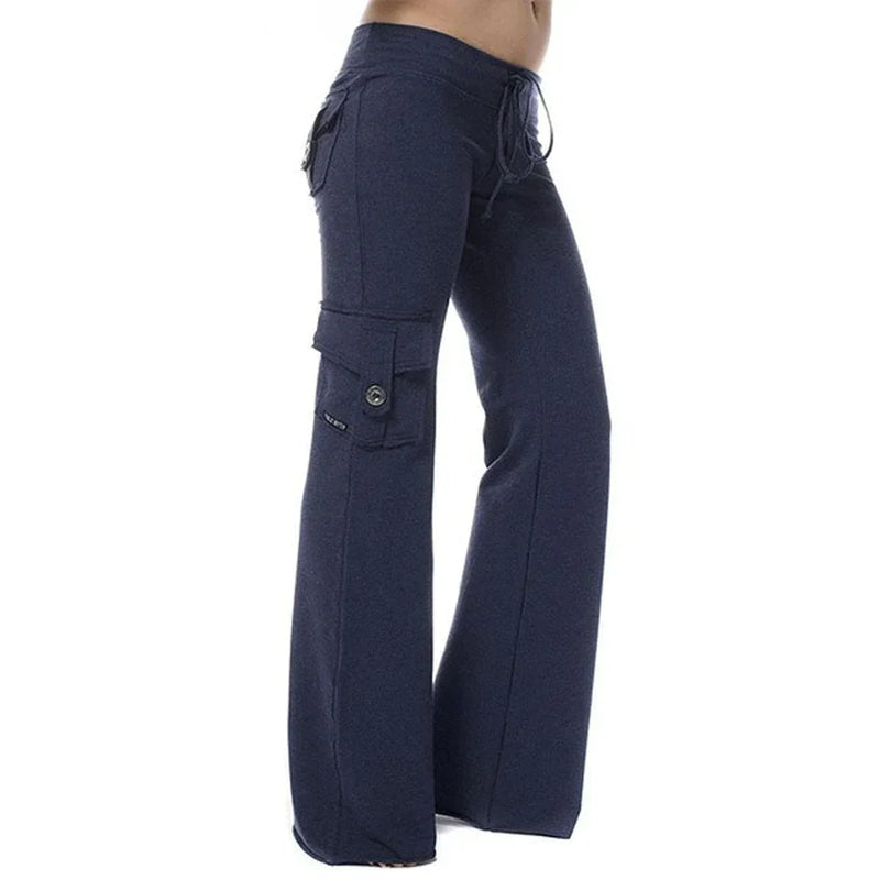Ladies Bootcut Cargo Pants with Pockets – Isabella-Green-XS-State of Style