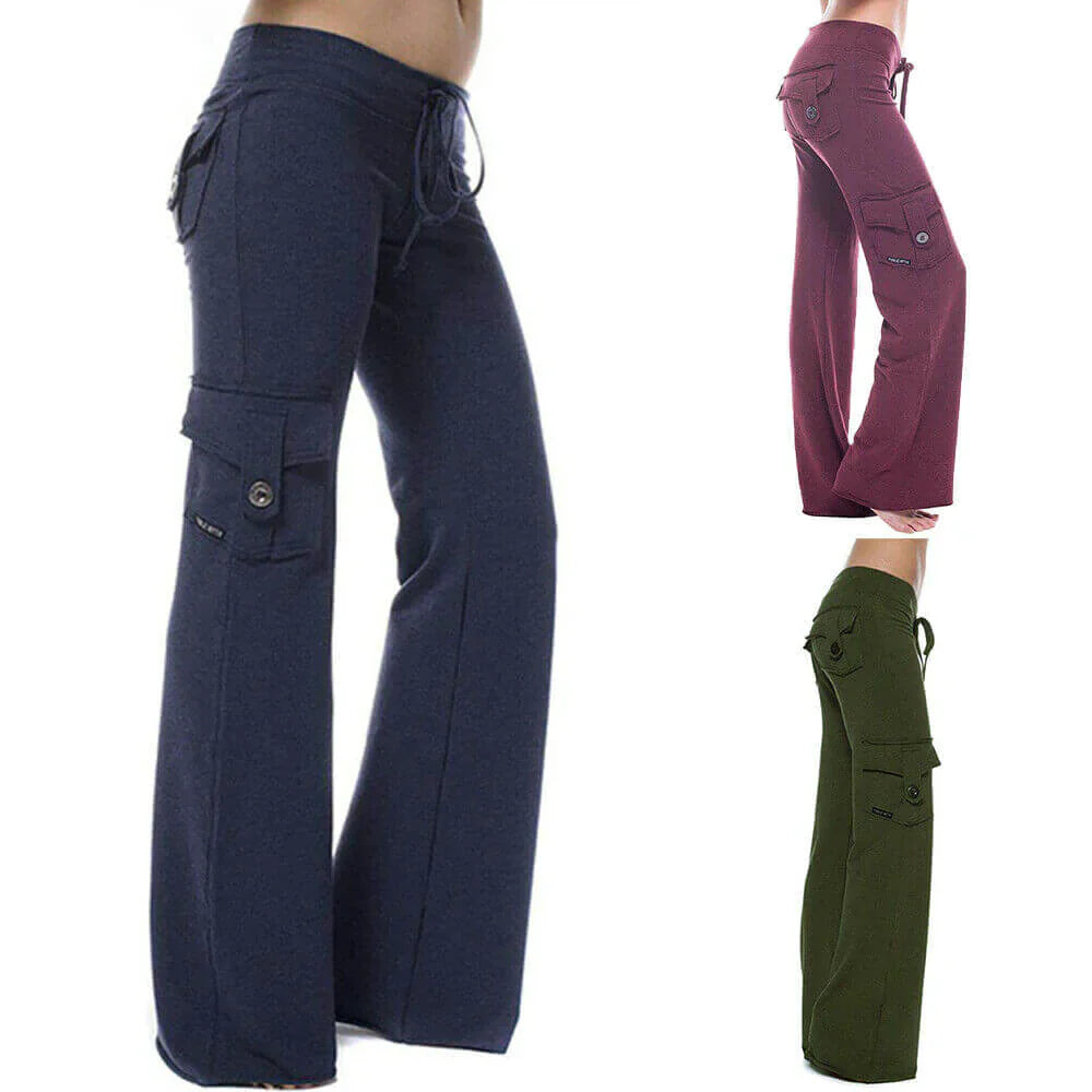 Ladies Bootcut Cargo Pants with Pockets – Isabella-Green-XS-State of Style