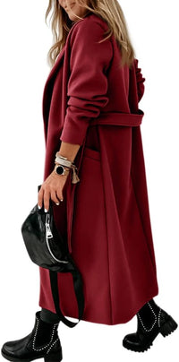 Ladies Classic Coat with Notched Collar and Open Front – Paulina-Olive green-S-State of Style