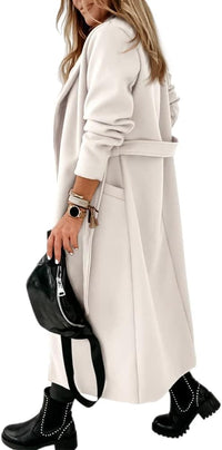 Ladies Classic Coat with Notched Collar and Open Front – Paulina-Olive green-S-State of Style