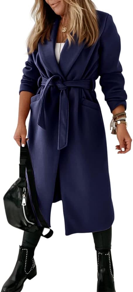 Ladies Classic Coat with Notched Collar and Open Front – Paulina-Olive green-S-State of Style