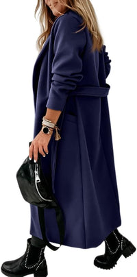 Ladies Classic Coat with Notched Collar and Open Front – Paulina-Olive green-S-State of Style