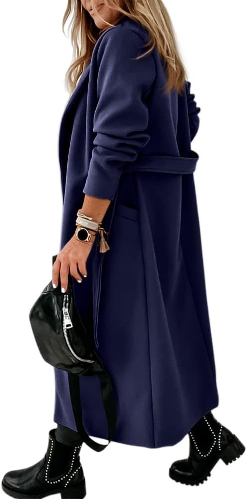 Ladies Classic Coat with Notched Collar and Open Front – Paulina-Olive green-S-State of Style