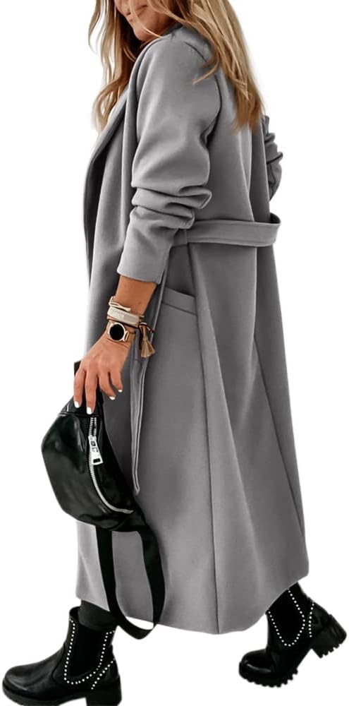 Ladies Classic Coat with Notched Collar and Open Front – Paulina-Olive green-S-State of Style
