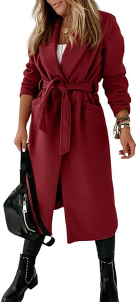 Ladies Classic Coat with Notched Collar and Open Front – Paulina-Olive green-S-State of Style
