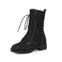 Ladies' Classic Lace-Up Shoes with Low Heel - Lena-Black-2.0-State of Style