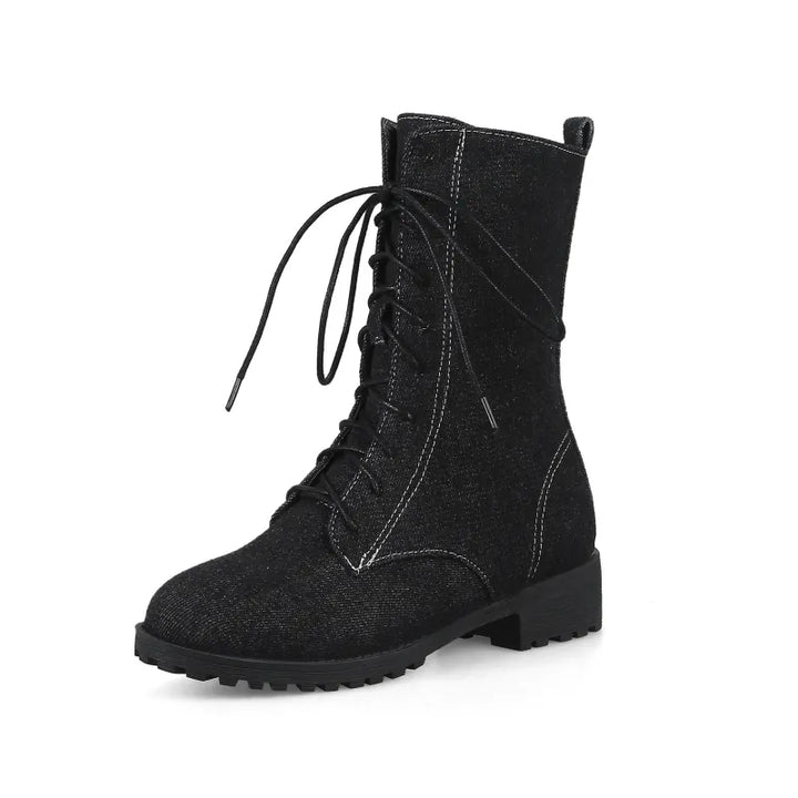Ladies' Classic Lace-Up Shoes with Low Heel - Lena-Black-2.0-State of Style