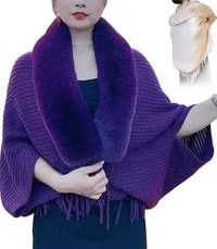 Ladies' Coat Louise – With Luxurious Faux Fur Collar | One Size-Purple-State of Style