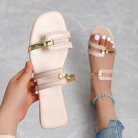 Ladies Flat Summer Slippers with Open Toe – Avianne-Beige-3-State of Style