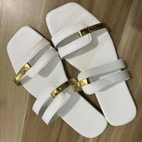 Ladies Flat Summer Slippers with Open Toe – Avianne-White-3-State of Style