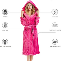 Ladies Fleece Bathrobe with Hood – Vivianne-Bordeaux red-S-M-State of Style