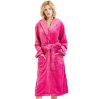 Ladies Fleece Bathrobe with Hood – Vivianne-Bordeaux red-S-M-State of Style