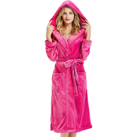 Ladies Fleece Bathrobe with Hood – Vivianne-Fuchsia-S-M-State of Style