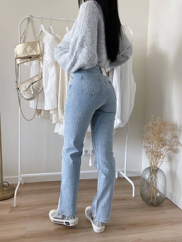 Ladies Glitter Jeans for a Sparkling Look - Jade-Blue Grey-S-State of Style