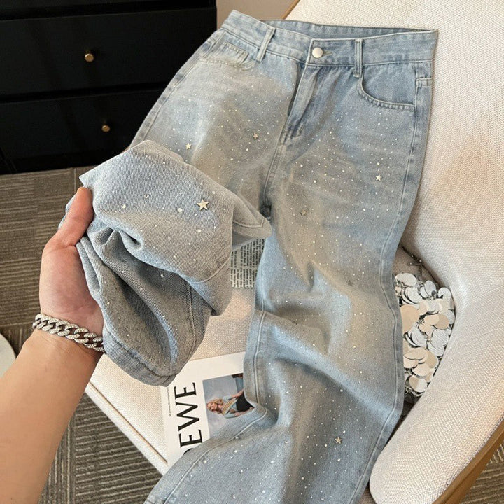 Ladies Glitter Jeans for a Sparkling Look - Jade-Blue Grey-S-State of Style