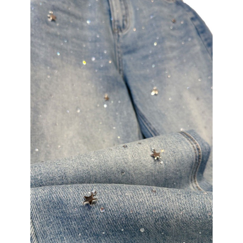 Ladies Glitter Jeans for a Sparkling Look - Jade-Blue Grey-S-State of Style