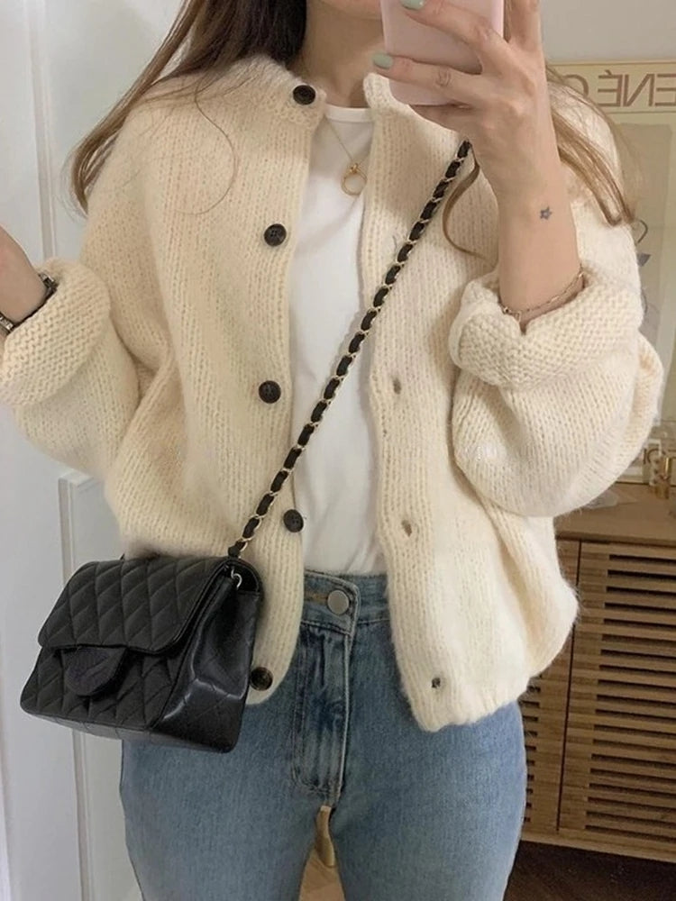 Ladies Knitted Cardigan - Nova-White-One-Size-State of Style
