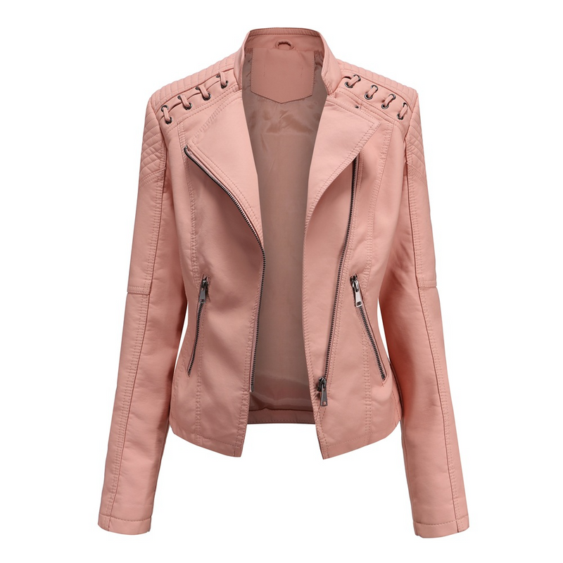Ladies' Leather Jacket – Seraphina-Pink-S-State of Style