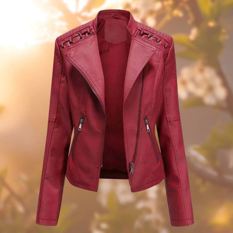 Ladies' Leather Jacket – Seraphina-Red-S-State of Style
