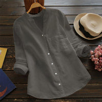 Ladies Linen Shirt with Long Sleeves – Isla-Light grey-S-State of Style