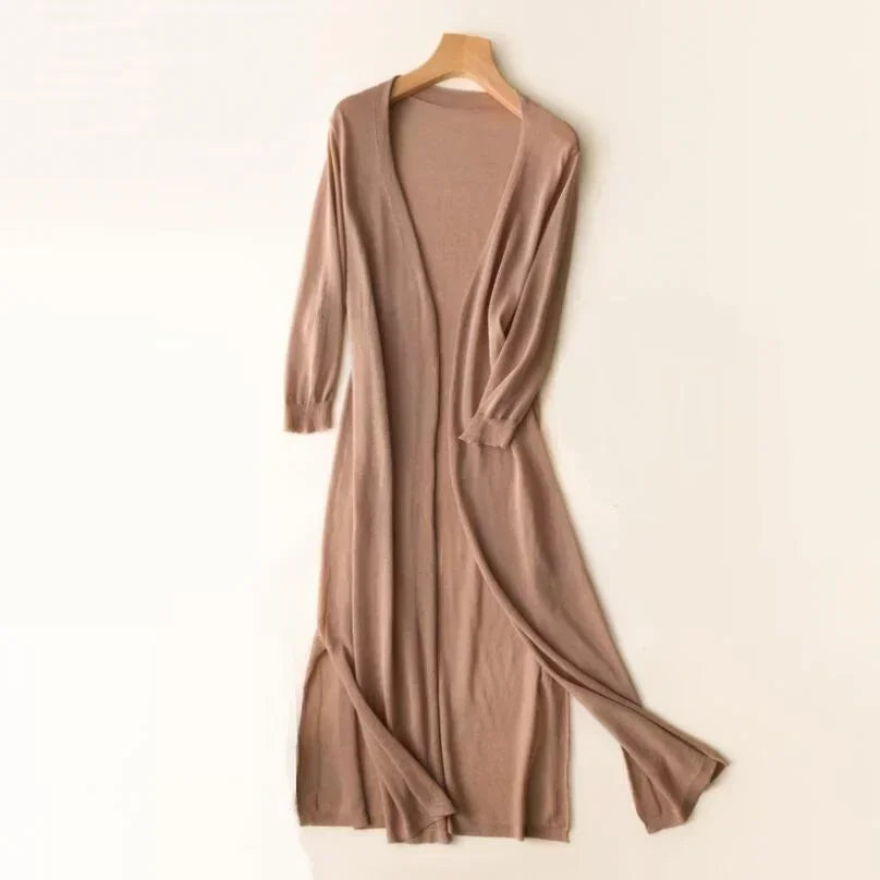 Ladies long sleeve cardigan - Elda-Khaki-S-State of Style