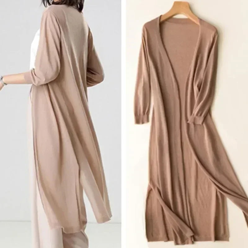 Ladies long sleeve cardigan - Elda-Mocha-S-State of Style