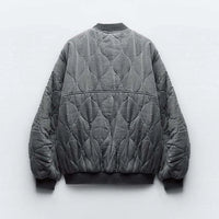 Ladies Oversized Grey Bomber Jacket - Alexa-Grey-XS-State of Style