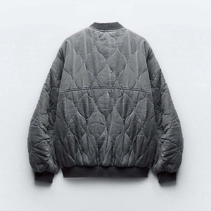 Ladies Oversized Grey Bomber Jacket - Alexa-Grey-XS-State of Style