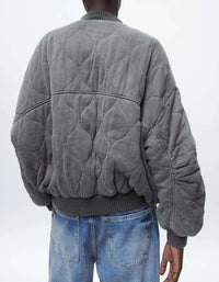 Ladies Oversized Grey Bomber Jacket - Alexa-Grey-XS-State of Style