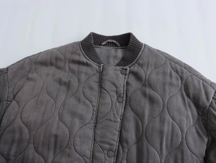 Ladies Oversized Grey Bomber Jacket - Alexa-Grey-XS-State of Style