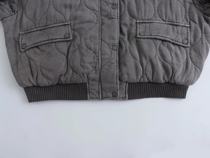Ladies Oversized Grey Bomber Jacket - Alexa-Grey-XS-State of Style