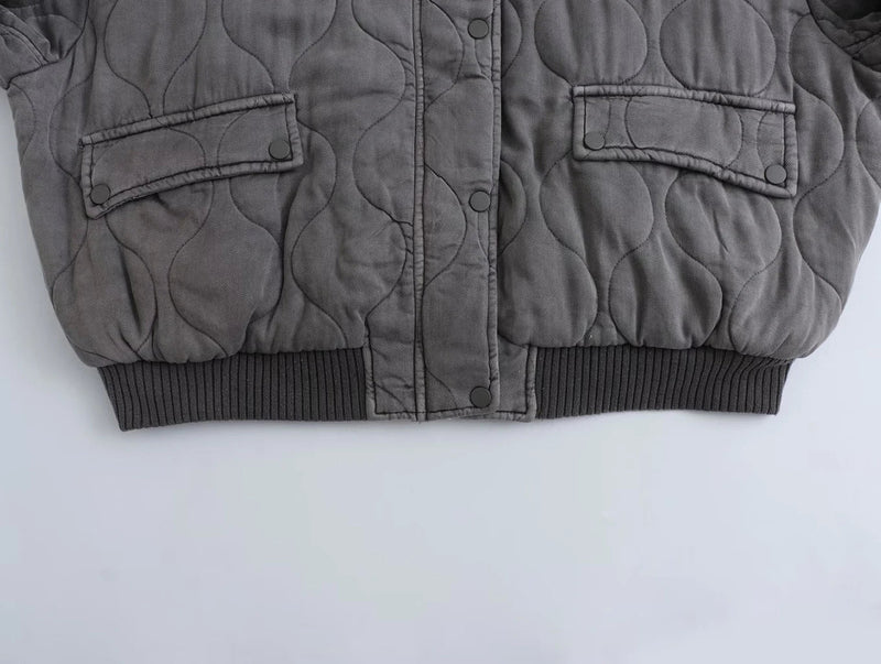 Ladies Oversized Grey Bomber Jacket - Alexa-Grey-XS-State of Style