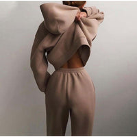 Ladies Oversized Lounge Jogging Set – Liv-Light brown-State of Style