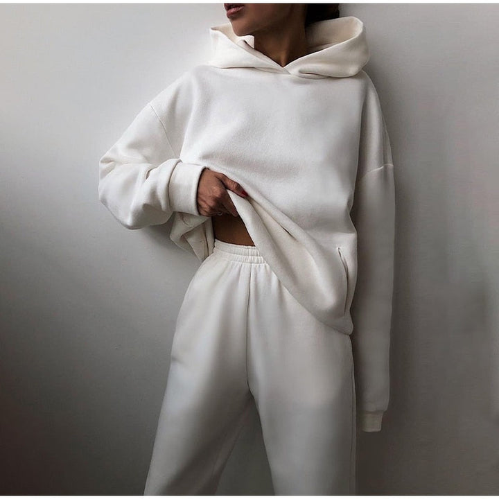 Ladies Oversized Lounge Jogging Set – Liv-White-State of Style