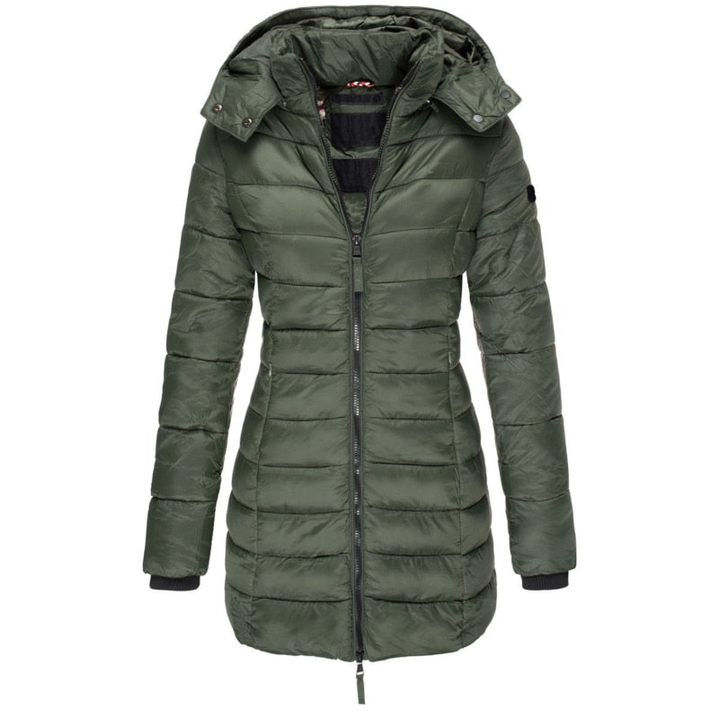 Ladies Parka with Hood and Down Filling - Elena-Green-S-State of Style
