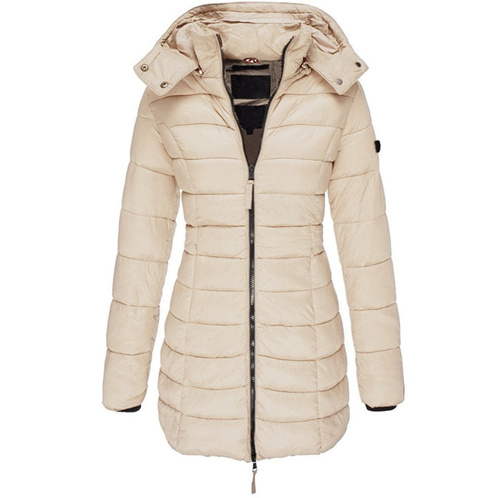 Ladies Parka with Hood and Down Filling - Elena-Khaki-S-State of Style