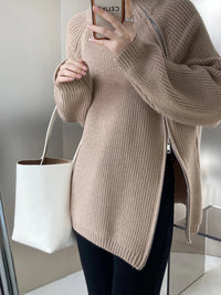 Ladies Pullover Vest with Zip - Clara-Khaki-One Size-State of Style