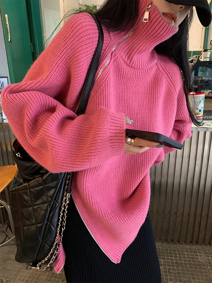 Ladies Pullover Vest with Zip - Clara-Pink-One Size-State of Style