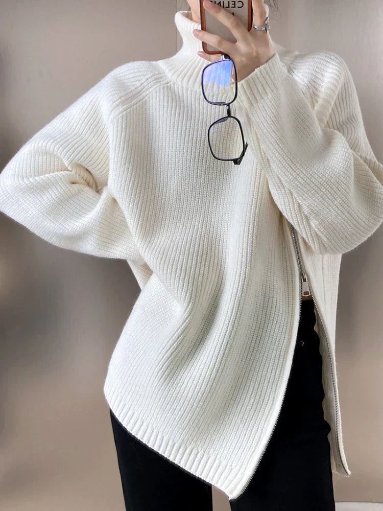 Ladies Pullover Vest with Zip - Clara-White-One Size-State of Style