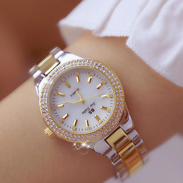 Ladies Quartz Watch with Glossy Finish – Esmée-Gold with silver-State of Style