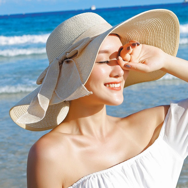 Ladies' straw hat with sun protection – Candy-Beige-State of Style