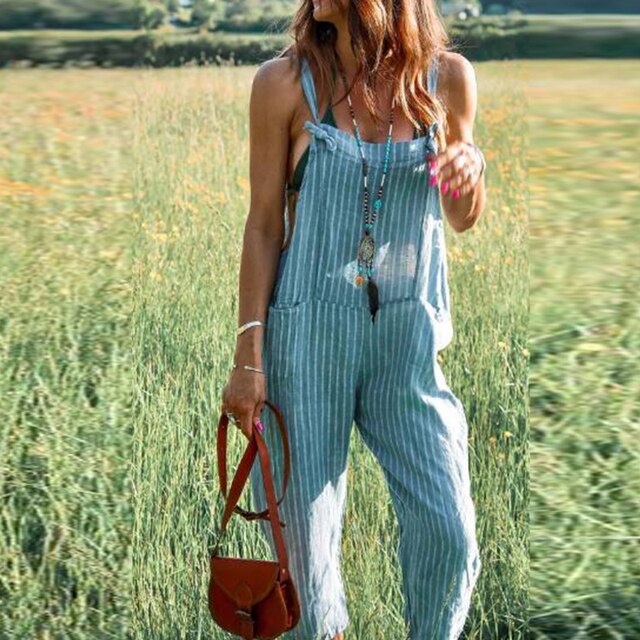 Ladies' Summer Jumpsuit with Adjustable Straps and Tapered Legs – Mireya-Light blue-S-State of Style